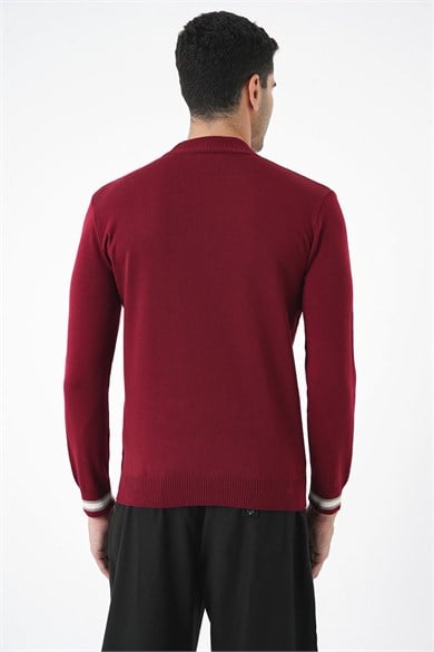 Chuba Erkek Bordo Yarım Balıkçı Triko Kazak 20W153