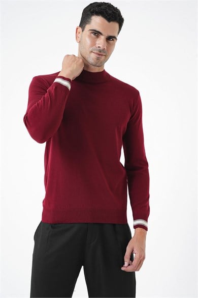 Chuba Erkek Bordo Yarım Balıkçı Triko Kazak 20W153