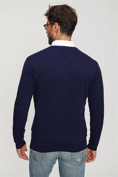Chuba Erkek Lacivert V Yaka Triko Kazak 20W151