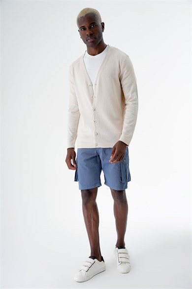 Chuba Erkek Pamuklu Düğmeli Standart Fit Casual Triko Hırka Bej 24S277