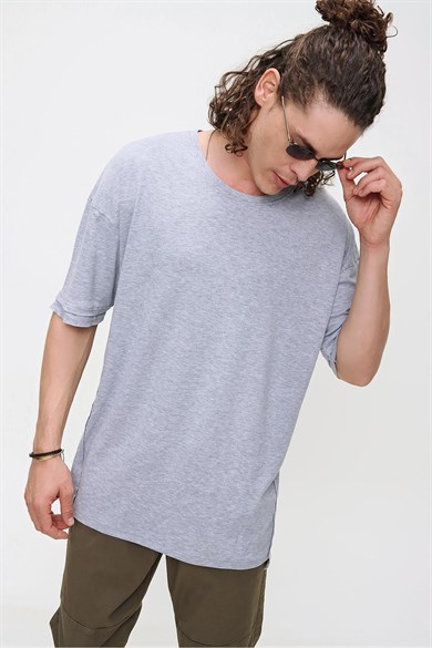 Chuba Erkek Premium Bisiklet Yaka Dokulu Oversize Spor Kesim t-Shirt 21S105