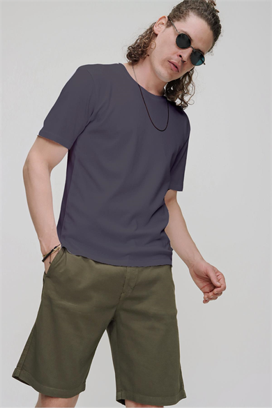 Chuba Erkek Premium Bisiklet Yaka Dokulu Regular Fit Basic T-Shirt 21S103
