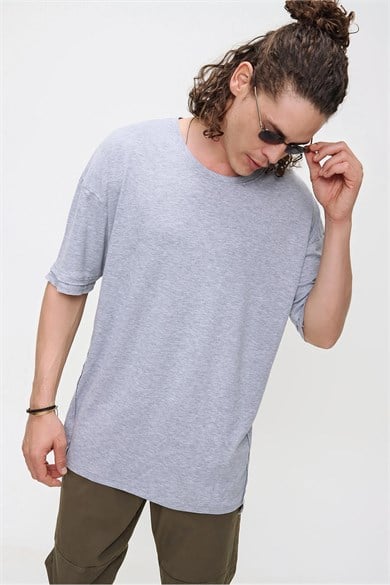 Chuba Erkek Premium Bisiklet Yaka Dokulu Oversize Spor Kesim t-Shirt 21S105