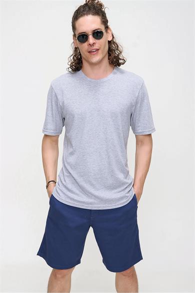 Chuba Erkek Premium Bisiklet Yaka Dokulu Regular Fit Basic T-Shirt 21S103