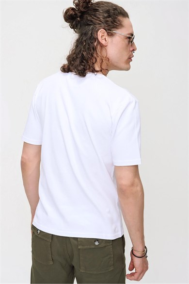 Chuba Erkek Premium Bisiklet Yaka Dokulu Regular Fit Basic T-Shirt 21S103