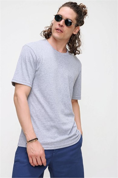 Chuba Erkek Premium Bisiklet Yaka Dokulu Regular Fit Basic T-Shirt 21S103