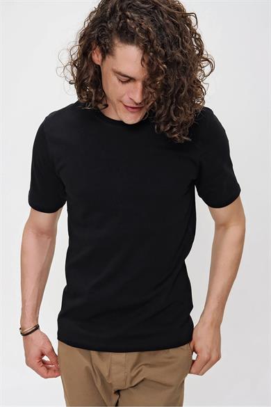 Chuba Erkek Premium Bisiklet Yaka Dokulu Regular Fit Basic T-Shirt 21S103