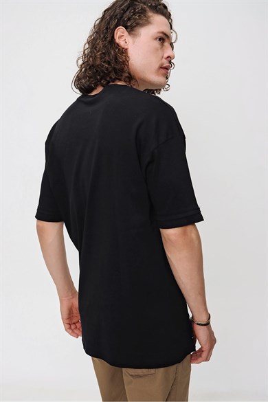 Chuba Erkek Premium Bisiklet Yaka Dokulu Oversize Spor Kesim t-Shirt 21S105