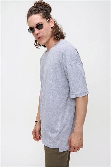 Chuba Erkek Premium Bisiklet Yaka Dokulu Oversize Spor Kesim t-Shirt 21S105
