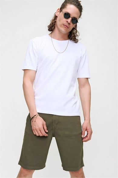 Chuba Erkek Premium Bisiklet Yaka Dokulu Regular Fit Basic T-Shirt 21S103