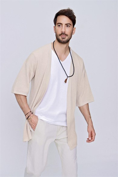 Chuba Erkek Rahat Kalıp Triko Kimono Bej  22SM211