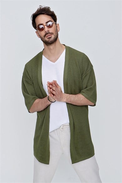 Chuba Erkek Rahat Kalıp Triko Kimono Haki  22SM211