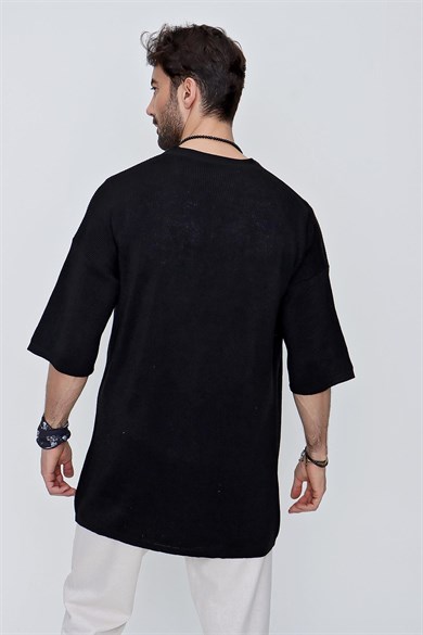 Chuba Erkek Rahat Kalıp Triko Kimono Siyah  22SM211