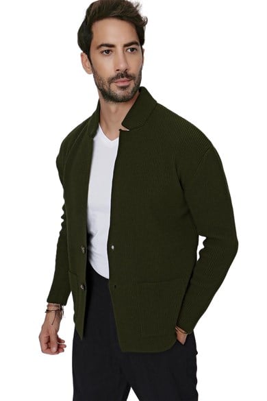 CHUBA Erkek Regular Fit Selanik Triko Hırka Haki 23W208