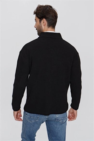 CHUBA Erkek Regular Fit Selanik Triko Hırka Siyah 23W208