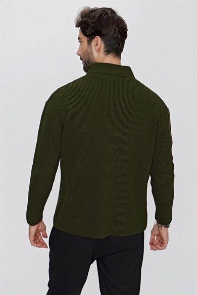 CHUBA Erkek Regular Fit Selanik Triko Hırka Haki 23W208
