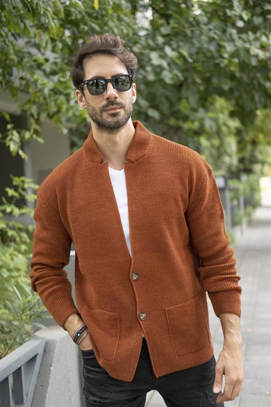 CHUBA Erkek Regular Fit Selanik Triko Hırka Tarçın 23W208