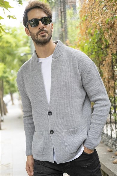 CHUBA Erkek Regular Fit Selanik Triko Hırka Gri 23W208