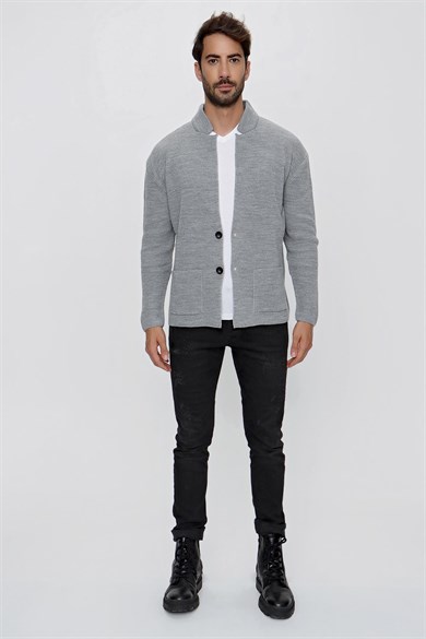 CHUBA Erkek Regular Fit Selanik Triko Hırka Gri 23W208