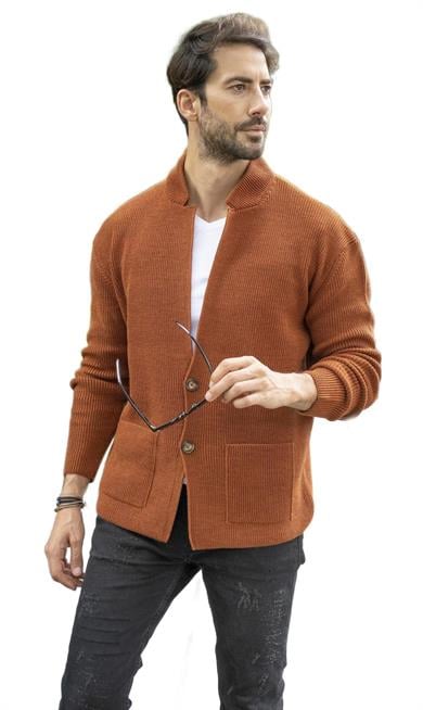 CHUBA Erkek Regular Fit Selanik Triko Hırka Tarçın 23W208