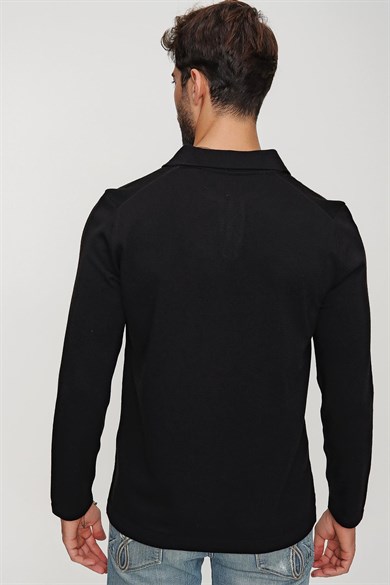 Chuba Erkek Siyah Reddington Polo Yaka Uzun Kollu İnce Triko Kazak 22W403