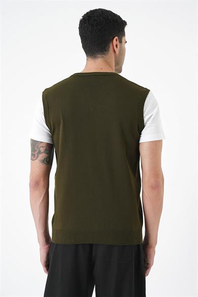 Chuba Erkek V Yaka Regular Fit Triko Süveter Haki 25W2001
