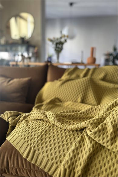 CHUBA HOME Dokulu Tv Battaniyesi - Koltuk Şalı (130cmx170cm) Olive CHOME101