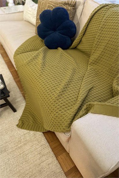 CHUBA HOME Dokulu Tv Battaniyesi - Koltuk Şalı (130cmx170cm) Olive CHOME101
