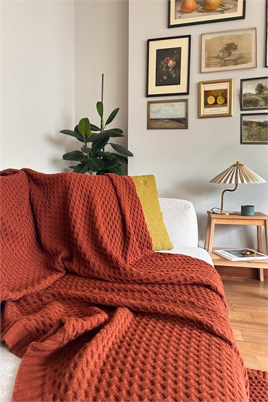 CHUBA HOME Dokulu Tv Battaniyesi - Koltuk Şalı (130cmx170cm) Tarçın CHOME101
