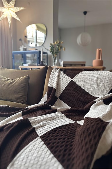 CHUBA HOME Patchwork Tv Battaniyesi (130cmx170cm) Kahve-Bej CHOME102