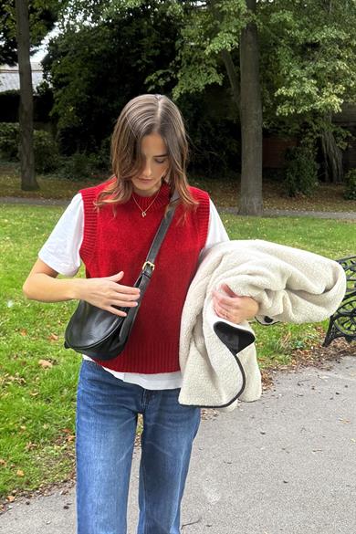 Chuba Kadın Bisiklet Yaka Yumuşak Dokulu Triko Süveter Kırmızı 26W3034