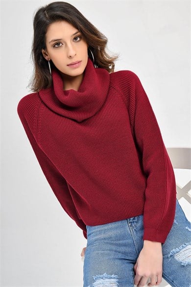 Chuba Kadın Degaje Balıkçı Yaka Kısa Selanik Triko Kazak 20W106