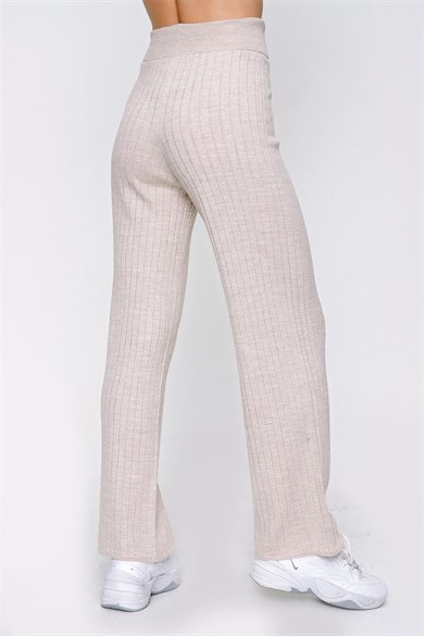 Chuba Kadın Fitilli Triko Pantolon Bej 22WK261