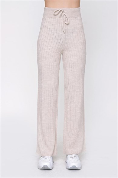Chuba Kadın Fitilli Triko Pantolon Bej 22WK261