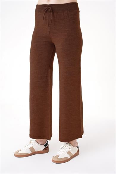Chuba Kadın Geniş Paça Normal Kalıp Triko Pantolon Kahverengi 24W120