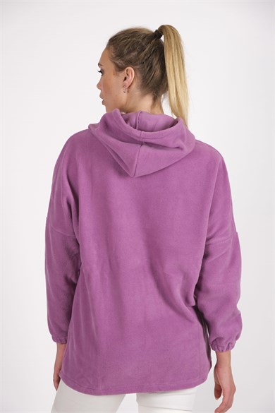 CHUBA Kadın Lila Kapüşonlu Oversize Outdoor Retro Polar Hoodie 22WK299