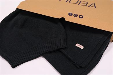 Chuba Kadın Melanj Yumuşak Tuşe Atkı Bere Takımı Siyah 23W505