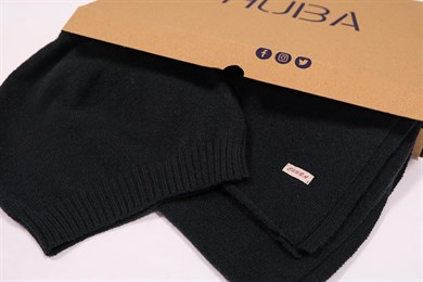 Chuba Kadın Melanj Yumuşak Tuşe Atkı Bere Takımı Siyah 23W505