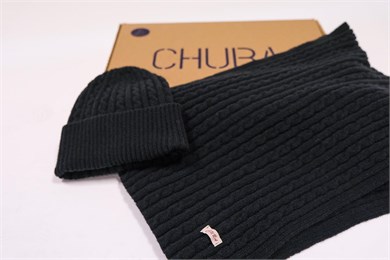 Chuba Kadın Saç Örgü Yumuşak Tuşe Atkı Bere Takımı Siyah 23W503