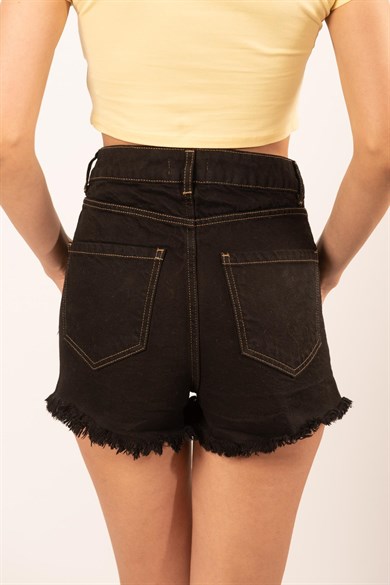 CHUBA Kadın Siyah Dikişsiz Paça Yüksek Bel Denim Şort 21S602