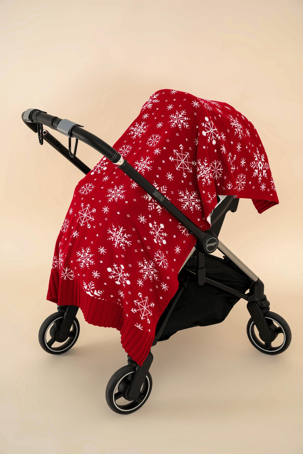 Chuba Çocuk Kar Desenli Triko Battaniye (85cmx120cm) Kırmızı CHKIDS206