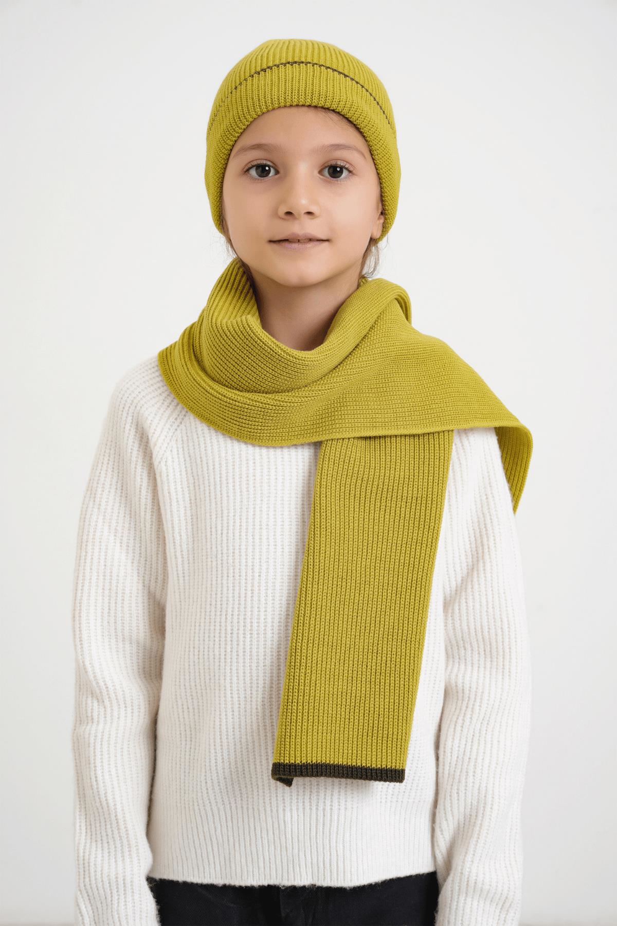 Chuba Çocuk Selanik Örgü Atkı Bere Takımı 7-9 & 10-12 Yaş Olive CHKIDS106