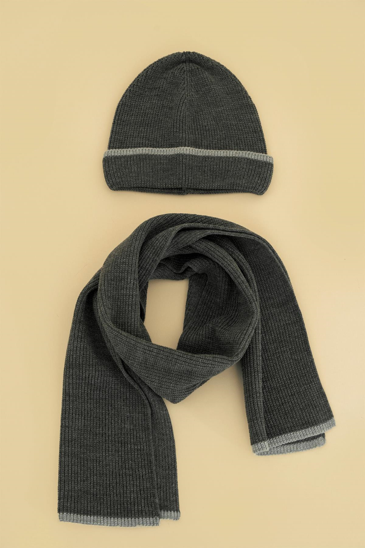 Chuba Çocuk Selanik Örgü Atkı Bere Takımı 7-9 & 10-12 Yaş Antrasit CHKIDS106