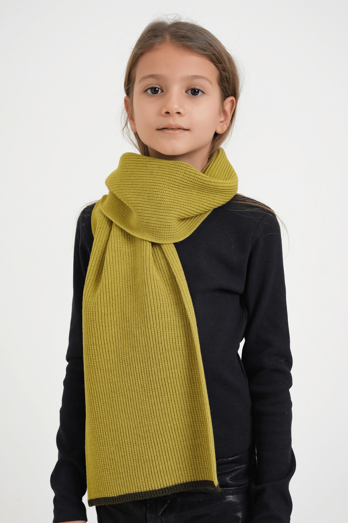 Chuba Çocuk Selanik Örgü Triko Atkı Olive CHKIDS108