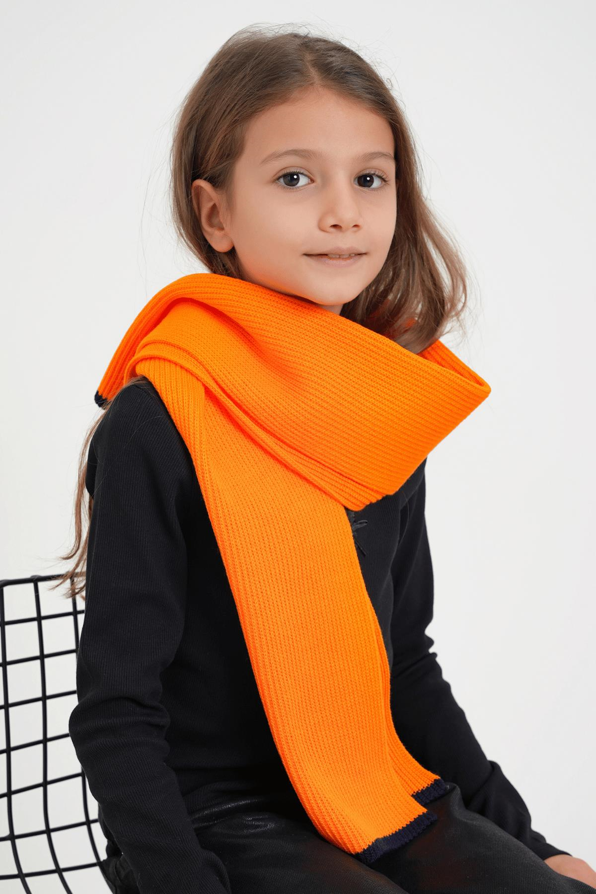 Chuba Çocuk Selanik Örgü Triko Atkı Oranj CHKIDS108