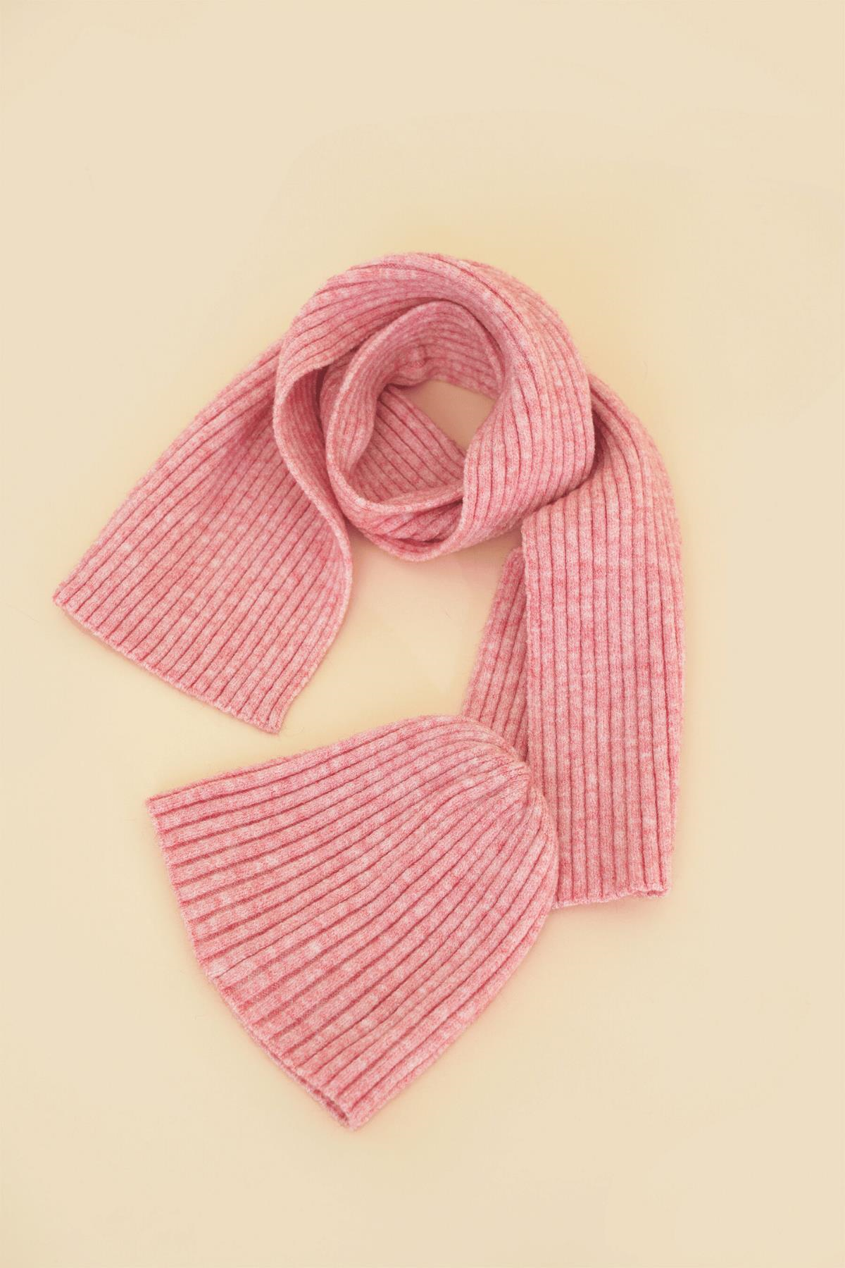 Chuba Çocuk Yumuşak Tuşeli Fitilli Atkı Bere Takımı 3-6 Yaş Pembe CHKIDS101