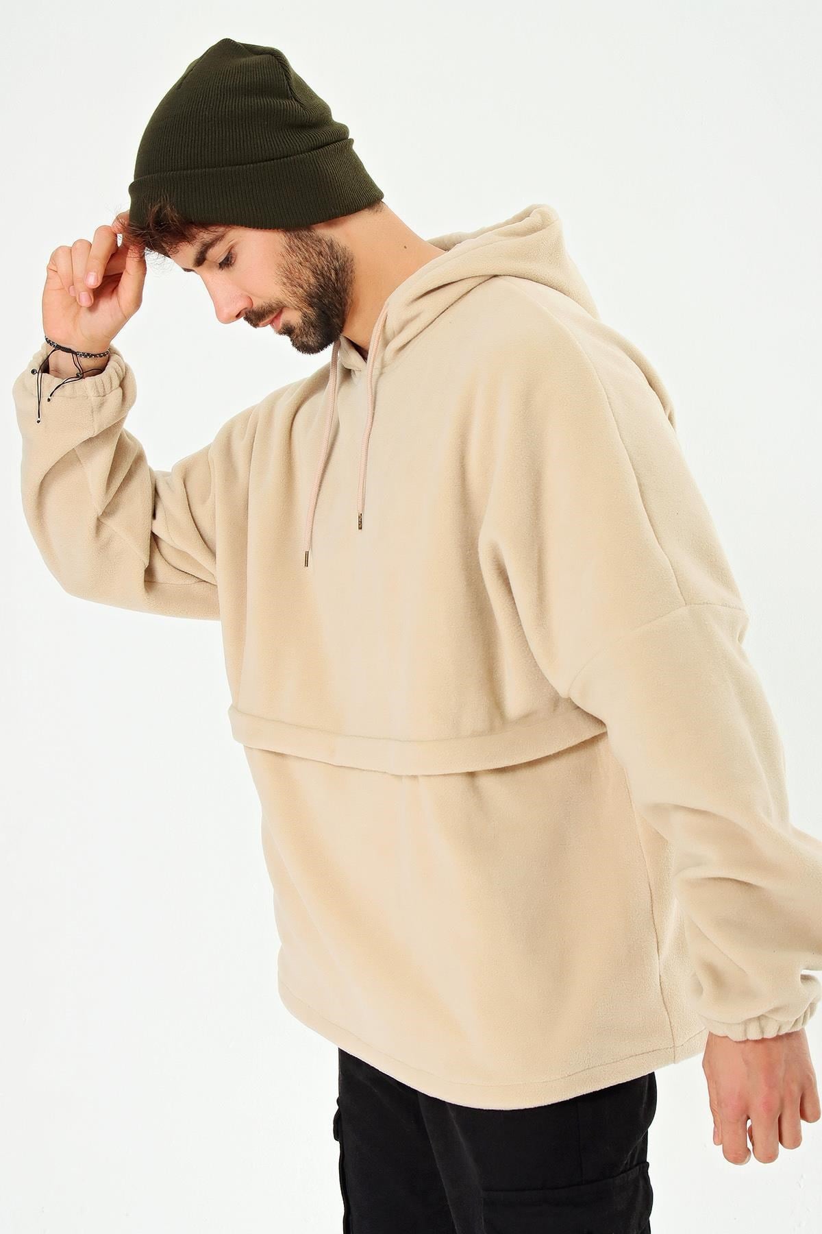 Chuba Erkek Kapüşonlu Oversize Outdoor Retro Polar Hoodie 21W801