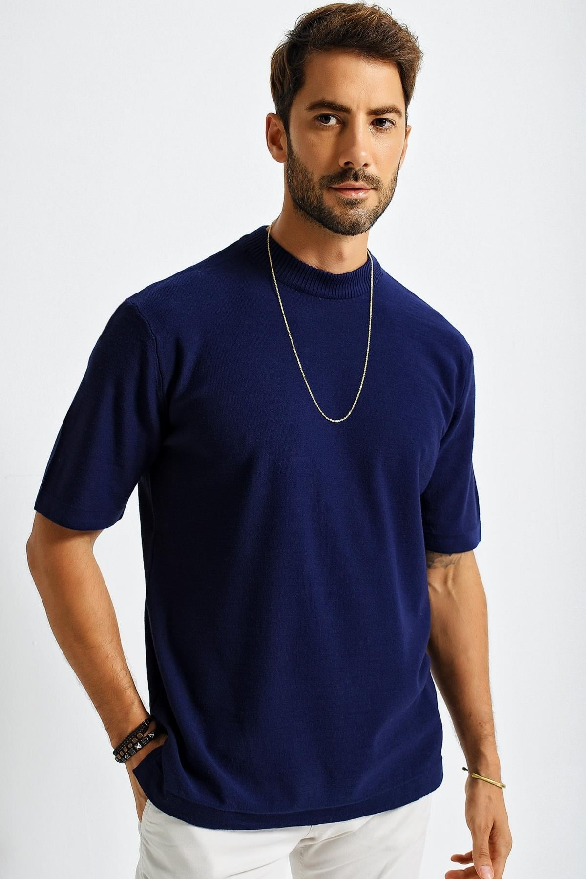 Chuba Erkek  Oversize Triko T-Shirt Lacivert 20W188