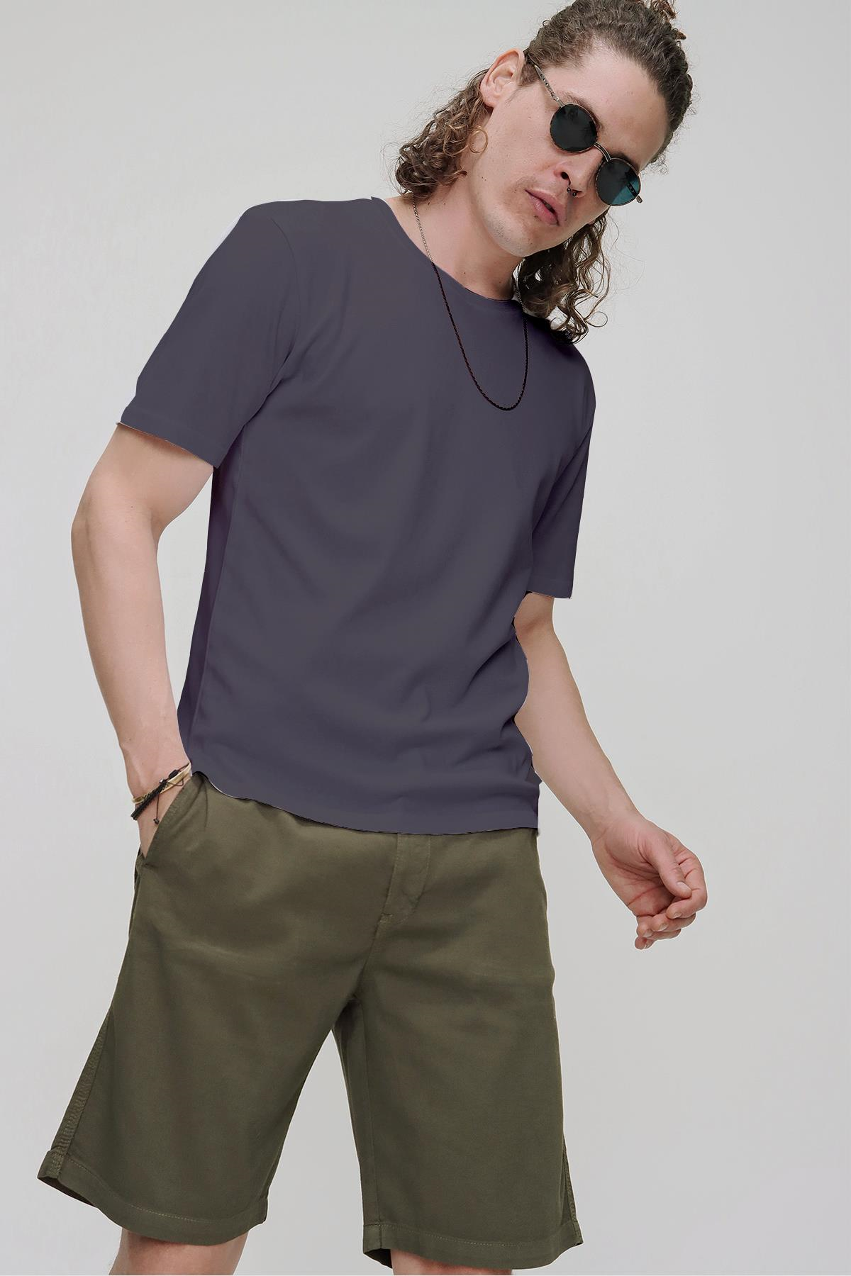 Chuba Erkek Premium Bisiklet Yaka Dokulu Regular Fit Basic T-Shirt 21S103