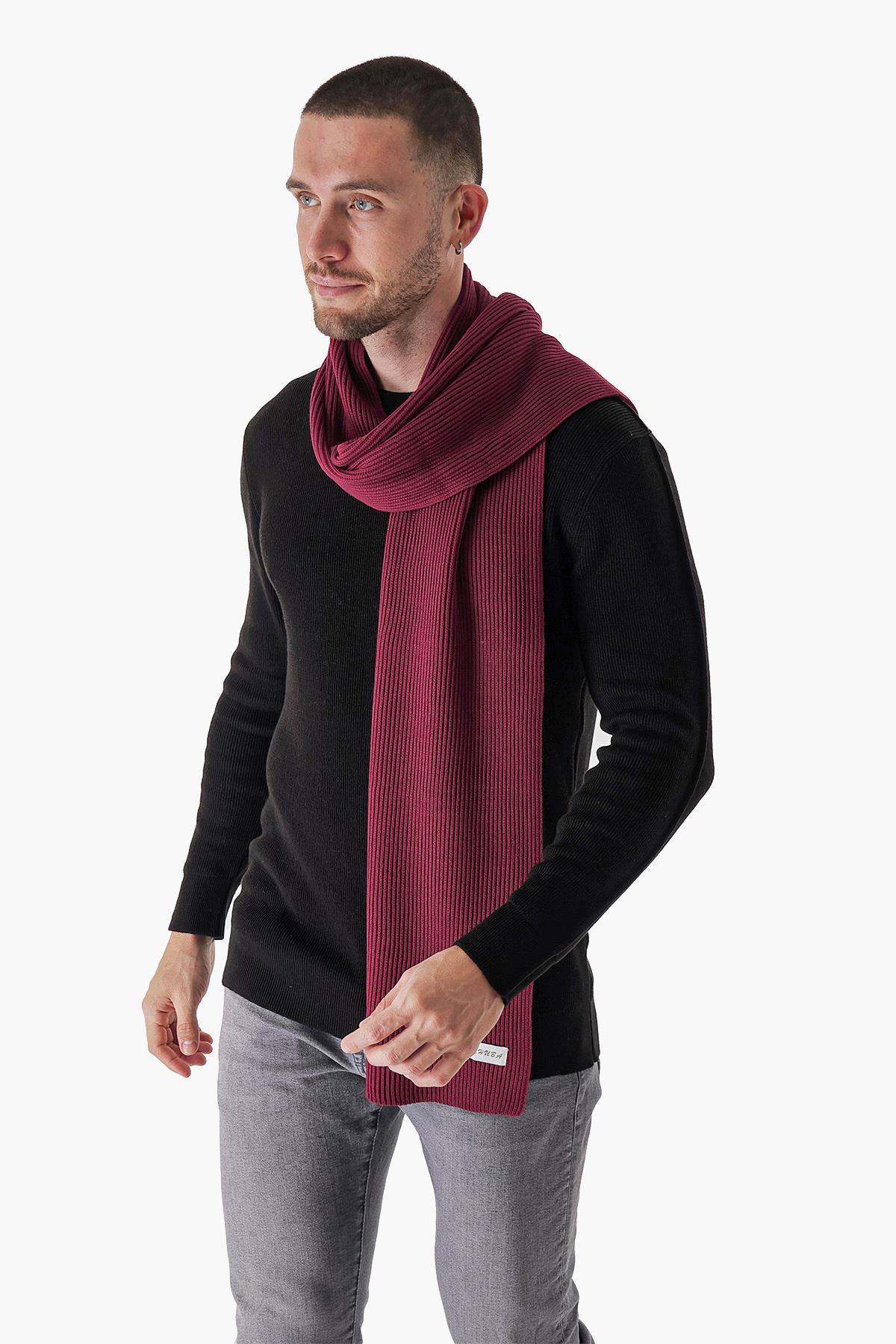 Chuba Erkek Selanik Örgü Triko Atkı Bordo 22W853